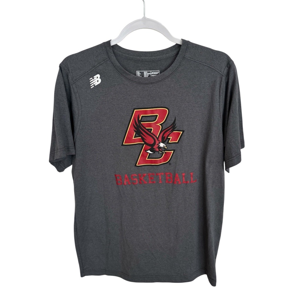 NWOT New Balance Boston College Basketball T-Shirt Grey Sz L MenS Unisex Stretch